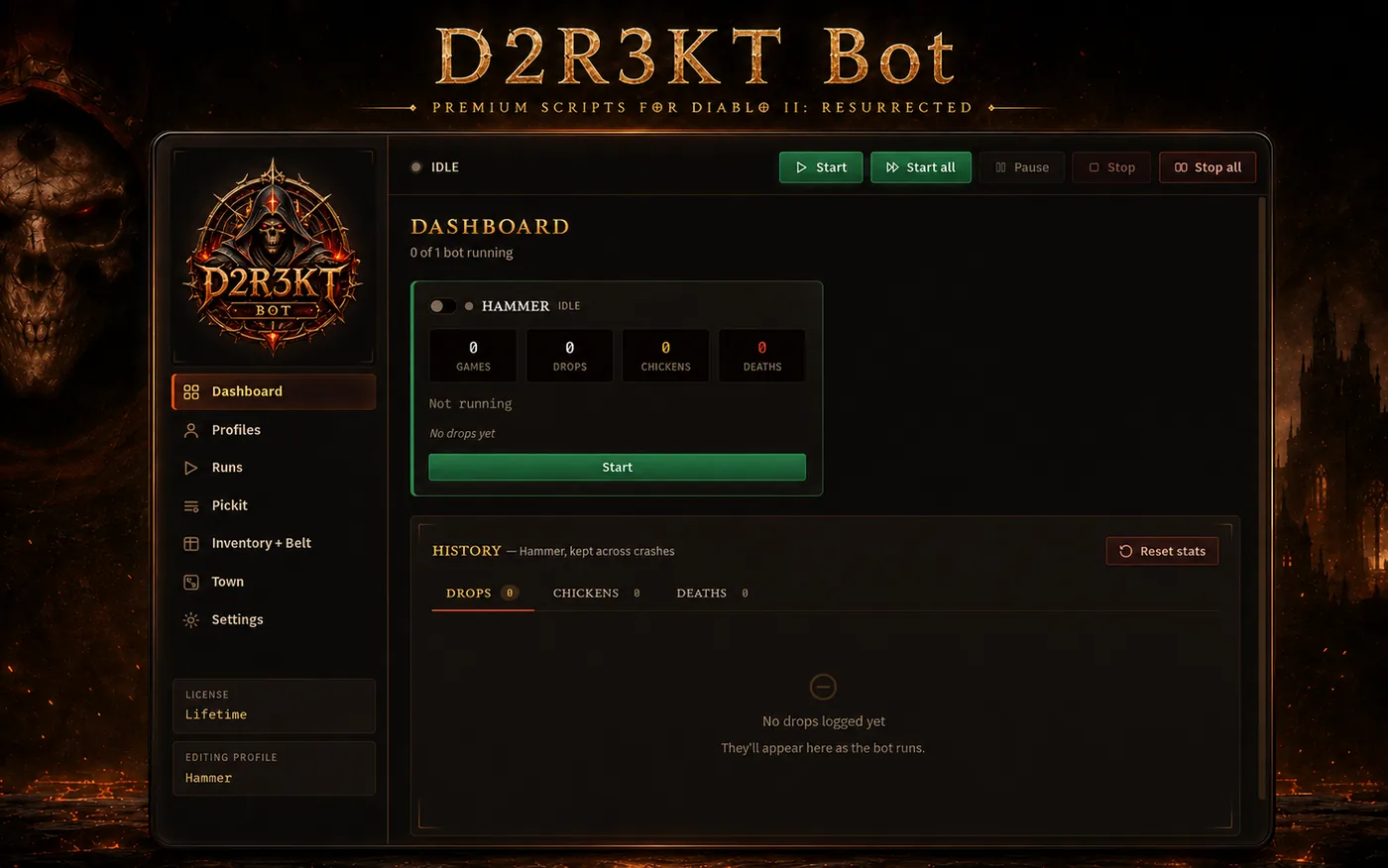 The D2R3KT Bot interface